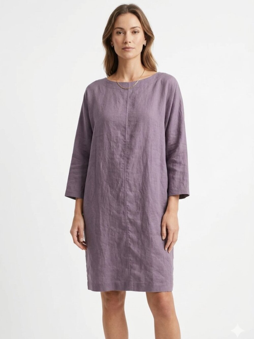 ARITZIA WILFRED DELPHINE PURPLE 3/4 SLEEVE OVERSIZED TUNIC SHIFT DRESS - S